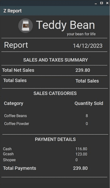 Inventory Management and P.O.S. with Loyalty Discounting Feature for Teddy Bean
